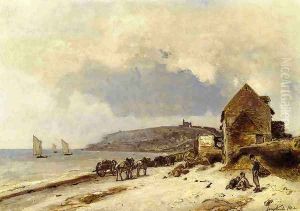 The Beach at Sainte-Adresse by Johan Barthold Jongkind