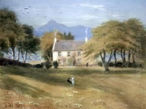 Figures Beside A House, Mountains Beyond Figures Beside A House, Mountains Beyond