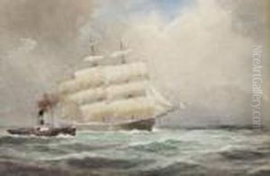 'badia' Steamer And A Sailing Ship by Joseph Carey Carey