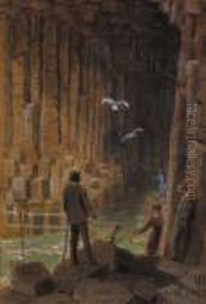 Visitors At The Entrance Of Fingal's Cave, Staffa - view 1