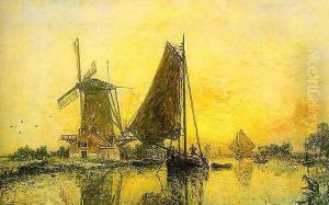 Boats near the Mill by Johan Barthold Jongkind