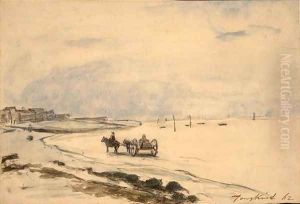 Cart on the Beach at Etretat