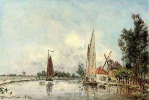 Sailing on the Schie near Rotterdam by Johan Barthold Jongkind