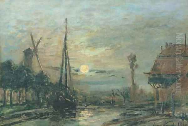 Canal au clair de lune à Schiedam - view 1