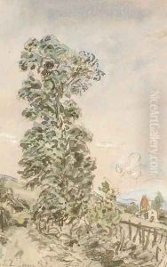 tree-lined lane by Johan Barthold Jongkind