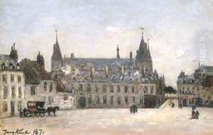 La Place du Marche-au-Ble et le Palais Ducal, Nevers by Johan Barthold Jongkind
