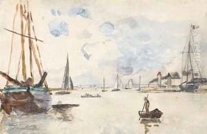 La sortie du port de Honfleur by Johan Barthold Jongkind