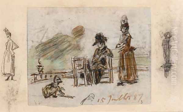 Deux femmes et un enfant au jardin du Luxembourg à Paris - view 1