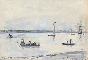 Boats on an estuary, Antwerp
