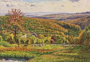 Paysage Aux Moutons by Gustave Cariot