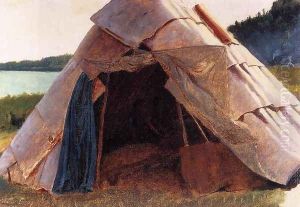 Ojibwe Wigwam at Grand Portage by Eastman Johnson