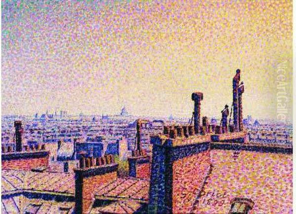 Les Toits De Paris En Soiree - view 1