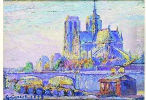 Paris, Notre-dame, Vue Du Port Aux Vins, 3 Heures 1 / 2 Apres-midi, Automne by Gustave Cariot