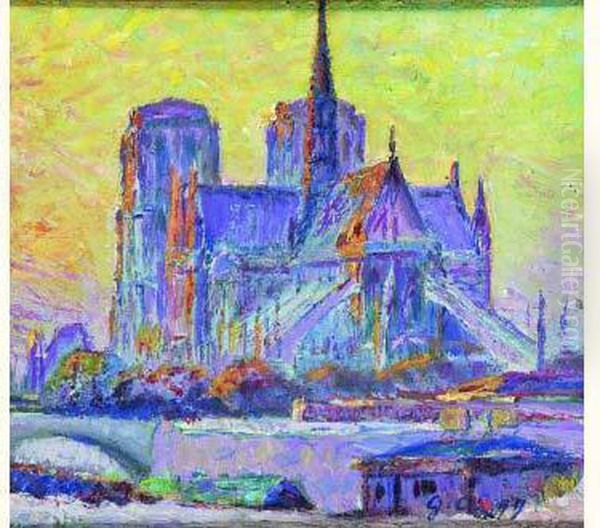 Paris, Notre-dame, Vue Du Port 
Aux Vins, Vers 5 Heures Du Soir, Soleil Couchant, Automne 1899 - view 1