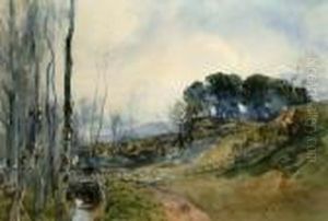 Paesaggio Della Campagna Romana Con Ponticello Sul Canale by Onorato Carlandi