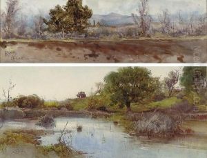 A Lake On The Roman Campagna; And A Pyramid On The Roman Campagna by Onorato Carlandi