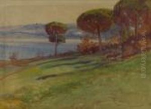 "bracciano - Roma" Acquerello Su Carta Firmato In Basso A Destra, In Cornice by Onorato Carlandi