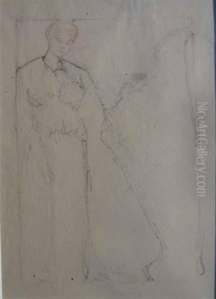 Woman With Harp - view 1