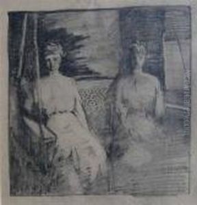 Two Women On Swing by Arthur Beecher Carles