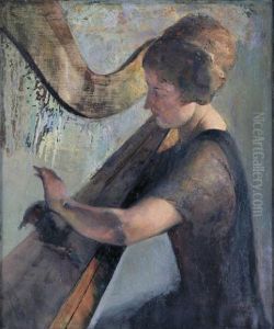 The Harpist - Edna Phillips Rosenbaum by Arthur Beecher Carles