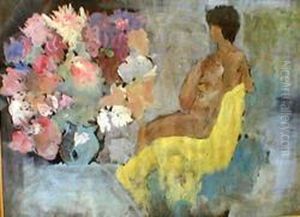 Nude Seated By A Vase Of Flowers Nude Seated By A Vase Of Flowers