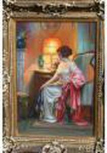 Jeune Femme Assise De Profil
