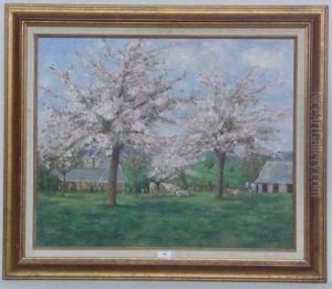 Troupeau Sous Les Pommiers En Fleurs by Max Carlier