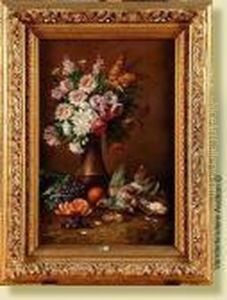 Nature Morte Aux Fleurs, Aux Fruits Et Aux Oiseaux by Max Carlier