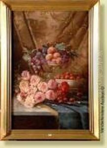 Fleurs Et Fruits Sur Un Entablement