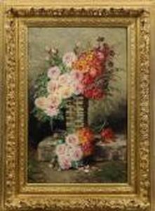 Groses Blumenstilleben Mit Rosen Und Astern