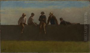 Five Boys on a Wall by Eastman Johnson