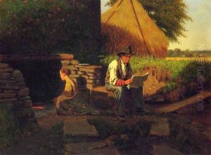 Catching Up on the News by Eastman Johnson