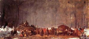 The Maple Sugar Camp: Turning Off by Eastman Johnson