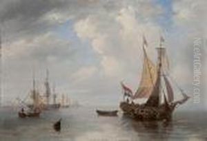Shipping Scene In Calm Seas by John Wilson Carmichael