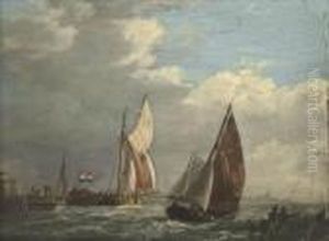 Dutch Fishing Boats Heading Out To Sea by John Wilson Carmichael