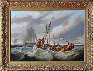 Trading Boats And Merchant Ships Off The Dutch Coast by John Wilson Carmichael