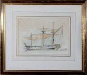 A Study Of A Royal Naval Two-decker Warship by John Wilson Carmichael