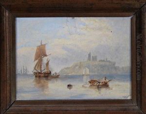 Shipping Becalmed Off Whitby by John Wilson Carmichael