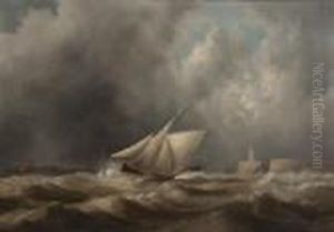 Ships On A Stormy Sea by John Wilson Carmichael