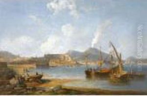 The Bay Of Naples With Vesuvius Beyond by John Wilson Carmichael
