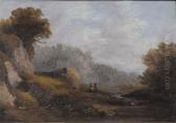 Figures In An Extensive Classical Style Landscape With Castle Inthe Distance - view 1