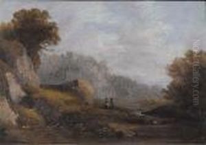 Figures In An Extensive Classical Style Landscape With Castle Inthe Distance by John Wilson Carmichael