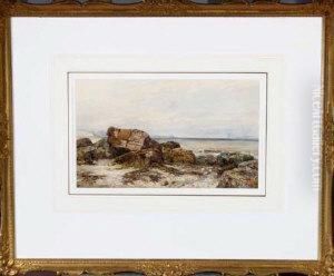 Rocks And Seaweed On A Beach by John Wilson Carmichael