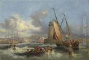 Shipping Off Holyhead Harbor, Anglesey by John Wilson Carmichael