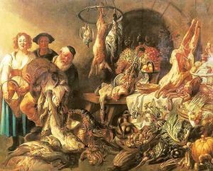 Still Life with a Fish Salesman by Jacob Jordaens
