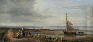 Aview Of Middlesborough With Fisherfolk In The Foreground