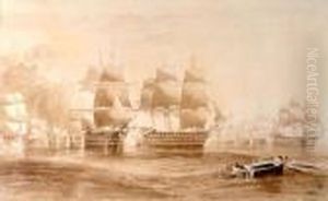 A View Of The Opening Engagement Of The Battle Oftrafalgar