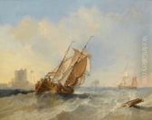 Shipping In A Stiff Breeze Offshore Near Vlissingen