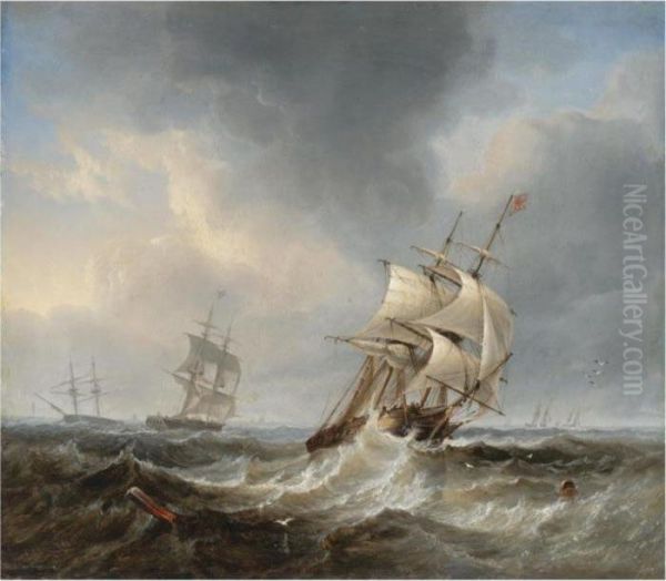 A Frigate Of The Royal Navy In Heavy Seas - view 1