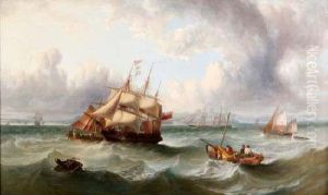 Shipping Atthe Mouth Of The Tyne by John Wilson Carmichael